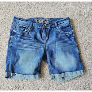 Truce Denim Shorts Womens Size 13 Medium Wash Cuffed Bermudas